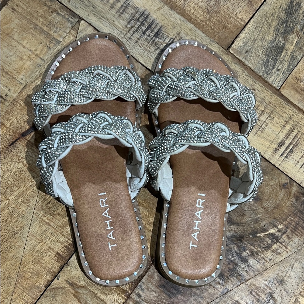 Tahari Women's Braided Sandals - Silver and Tan